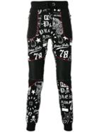 Philipp Plein Red Particular Track Pants, Men's, Size: Large, Black, Cotton/polyurethane/polyester