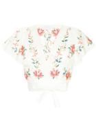Zimmermann Embroidered Floral Cropped Blouse - White