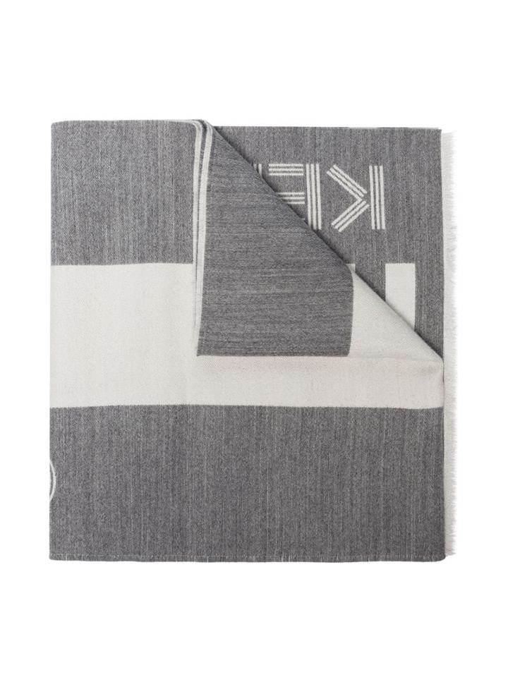 Kenzo Grey Logo Intarsia Scarf