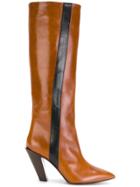 A.f.vandevorst Knee High Boots With Stripe - Brown