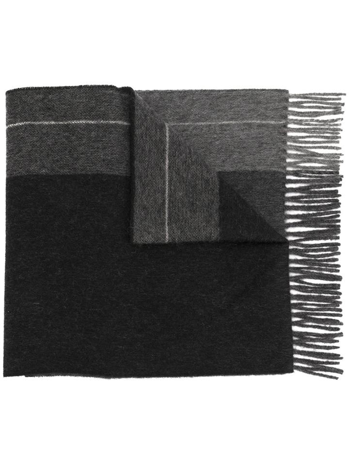Pringle Of Scotland Fringed Colour Block Scarf - Black