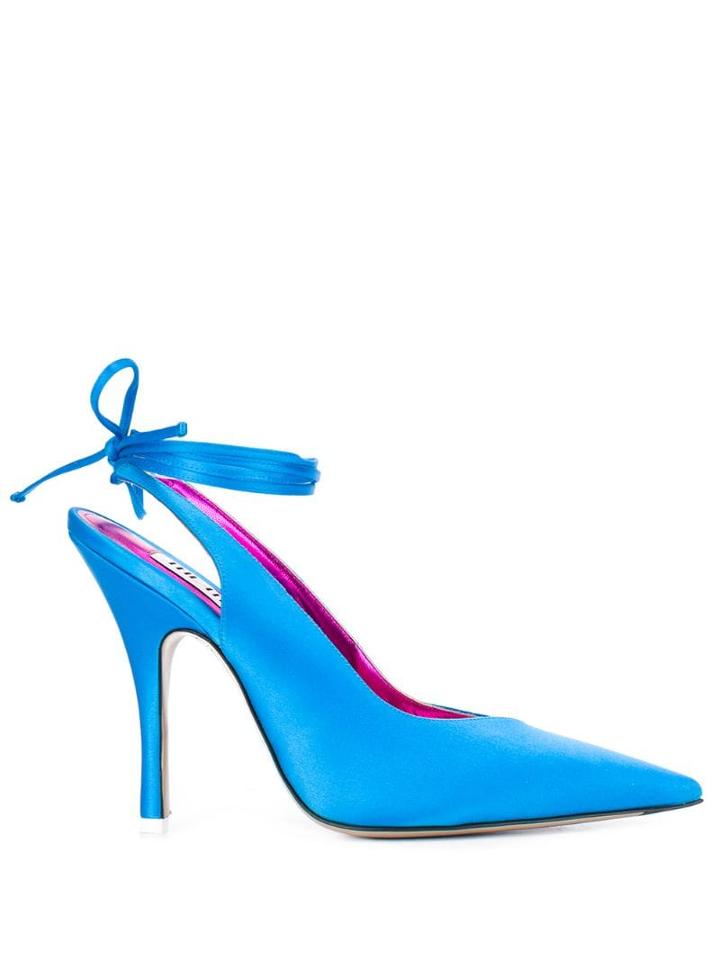 Attico Satin Heeled Pumps - Blue