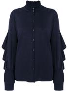 Circus Hotel Ruffle Detail Cardigan - Blue