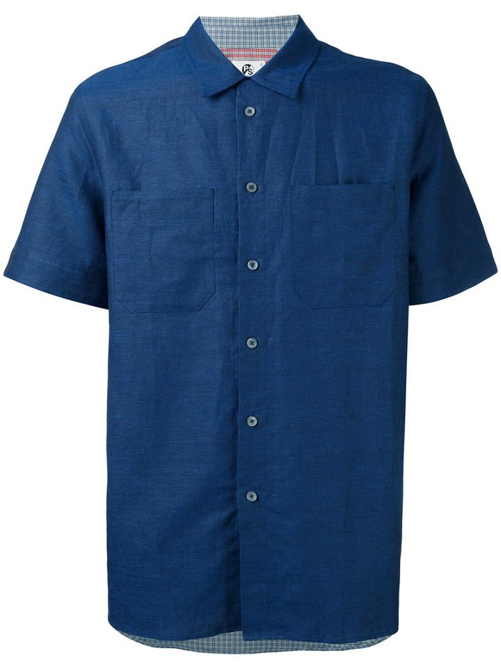 Ps By Paul Smith Short Sleeve Shirt, Men's, Size: Xs, Blue, Cotton/linen/flax
