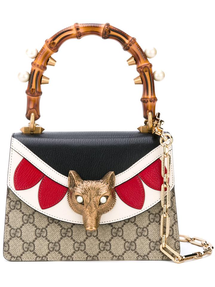 Gucci - Small 'broche Gg Supreme' Tote - Women - Leather/suede - One Size, Black, Leather/suede