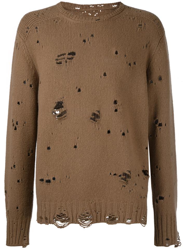 The Soloist - Destroyed Jumper - Men - Cashmere/wool - 48, Brown, Cashmere/wool