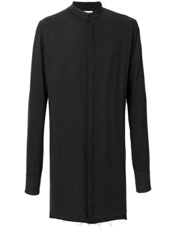 Olubiyi Thomas Long Collarless Shirt - Black