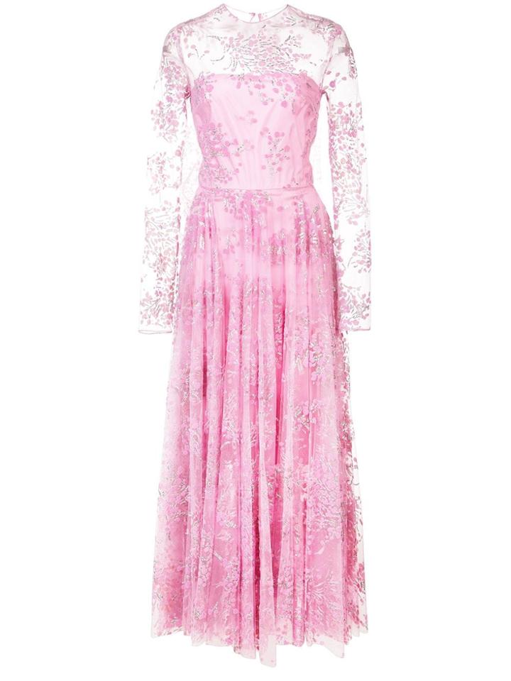 Christian Siriano Embellished Tulle Full Dress - Pink