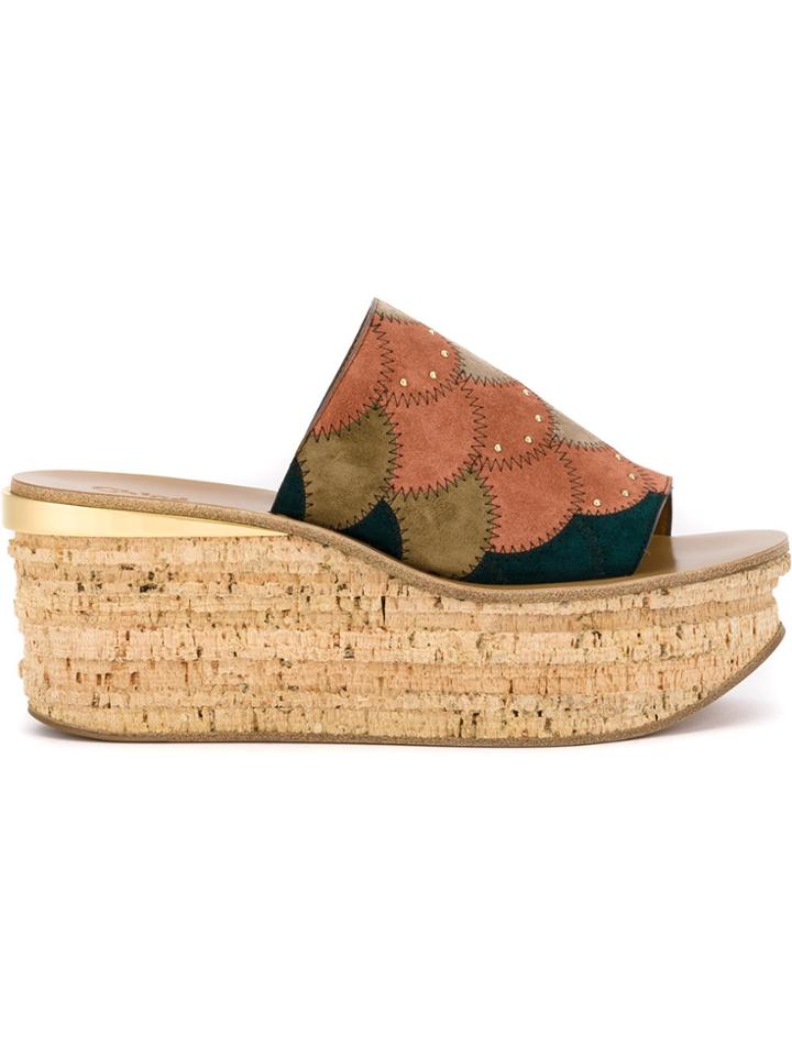 Chloé Platform Wedge Mules - Multicolour