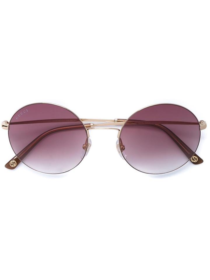 Gucci Round Frame Sunglasses, Women's, Grey, Metal