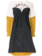 Sueundercover Panelled Long-sleeved Dress - Black
