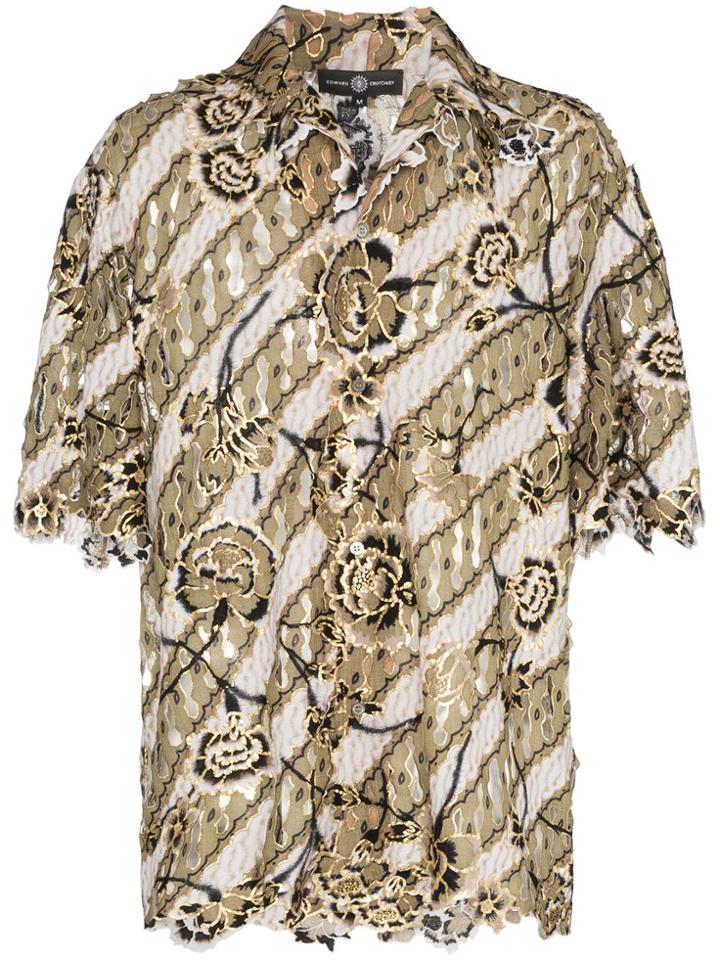 Edward Crutchley X Woolmark Merino Wool Floral Cut-out Shirt - Green