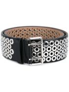 Alaïa Eyelet Embellished Leather Belt, Women's, Size: 75, Black, Leather/metal