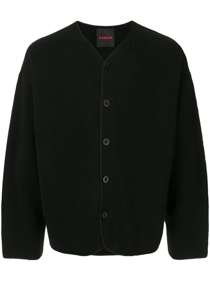 Caban Button-up Knit Cardigan - Black