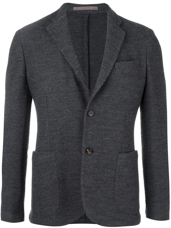 Eleventy Patch Pockets Blazer, Men's, Size: 54, Grey, Acetate/wool/pbt Elite
