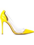 Gianvito Rossi Plexi Pumps, Women's, Size: 36, Yellow/orange, Patent Leather/plastic/leather