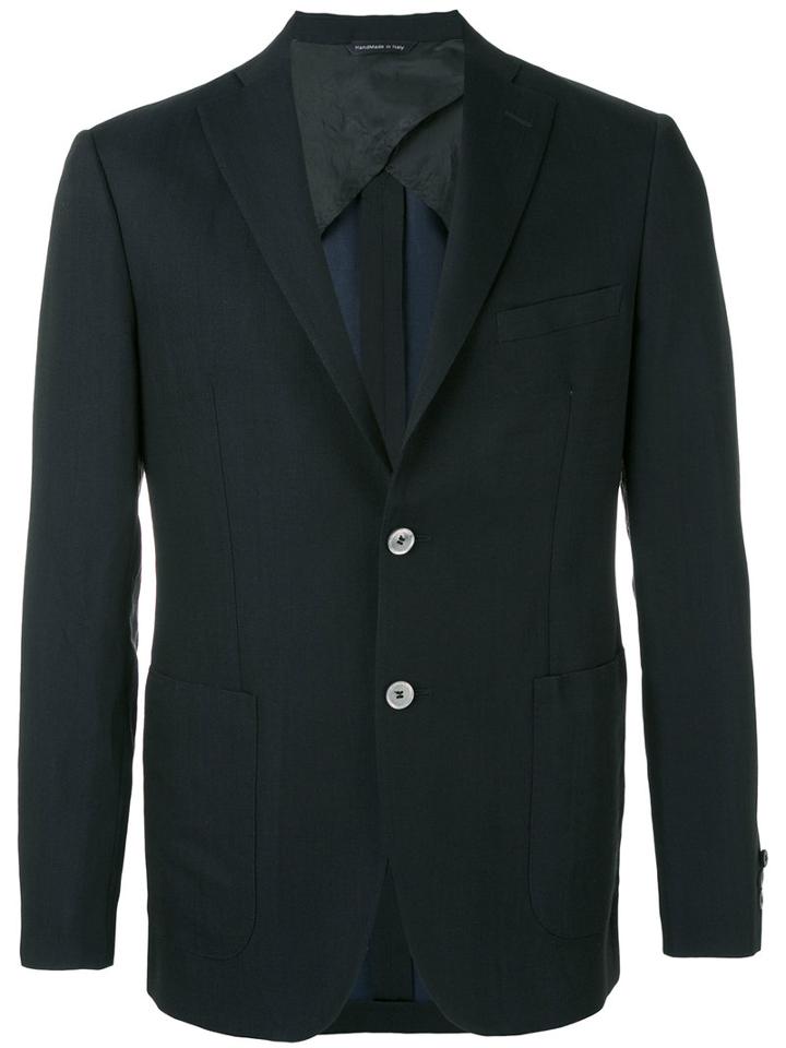 Tonello - Contrast Pocket Blazer - Men - Linen/flax/cupro/virgin Wool - 50, Blue, Linen/flax/cupro/virgin Wool