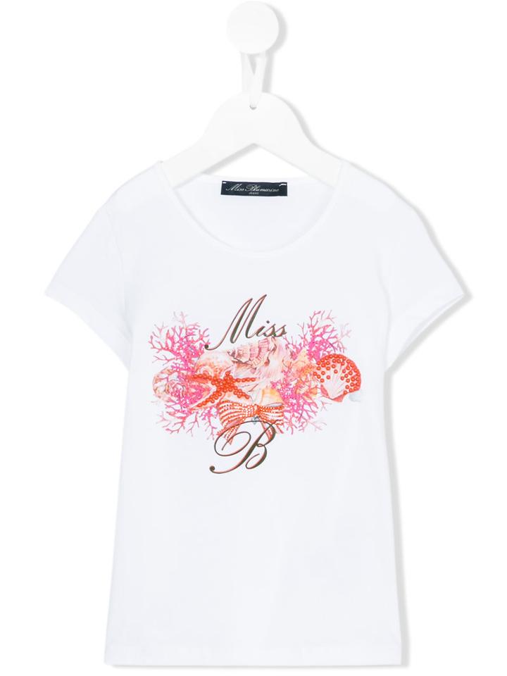 Miss Blumarine - Embroidered T-shirt - Kids - Cotton/elastodiene - 12 Yrs, White