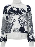Barrie Embroidered Roll-neck Sweater - Blue