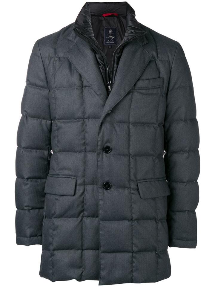 Fay Padded Layered Coat - Grey