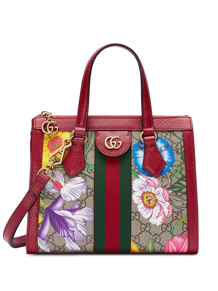 Gucci Flora Print Tote Bag - Red