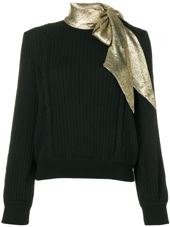 Valentino Vintage Pussy Bow Knitted Top - Black