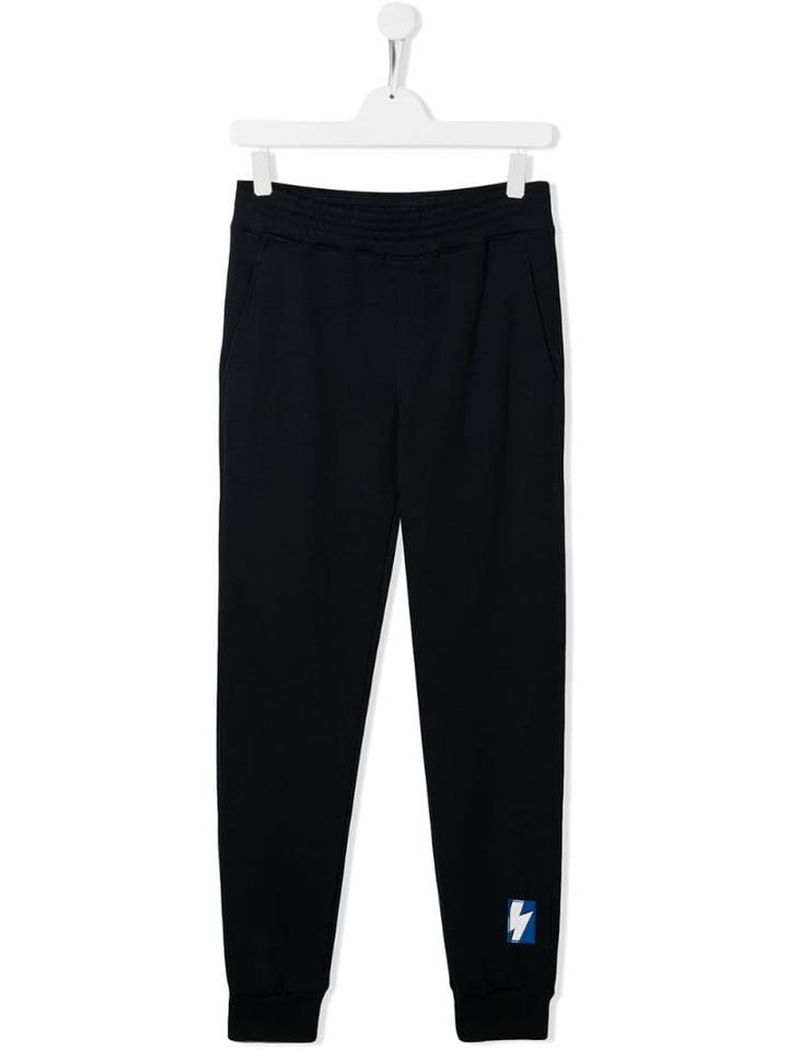 Neil Barrett Kids Patch Detail Casual Trousers - Blue