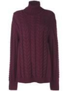 Tibi Cable Knit Turtleneck Sweater - Purple