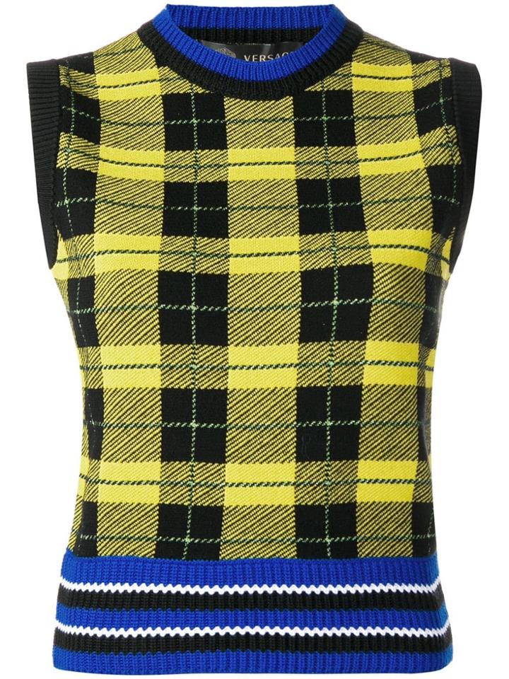 Versace Check Knit Vest - Yellow & Orange