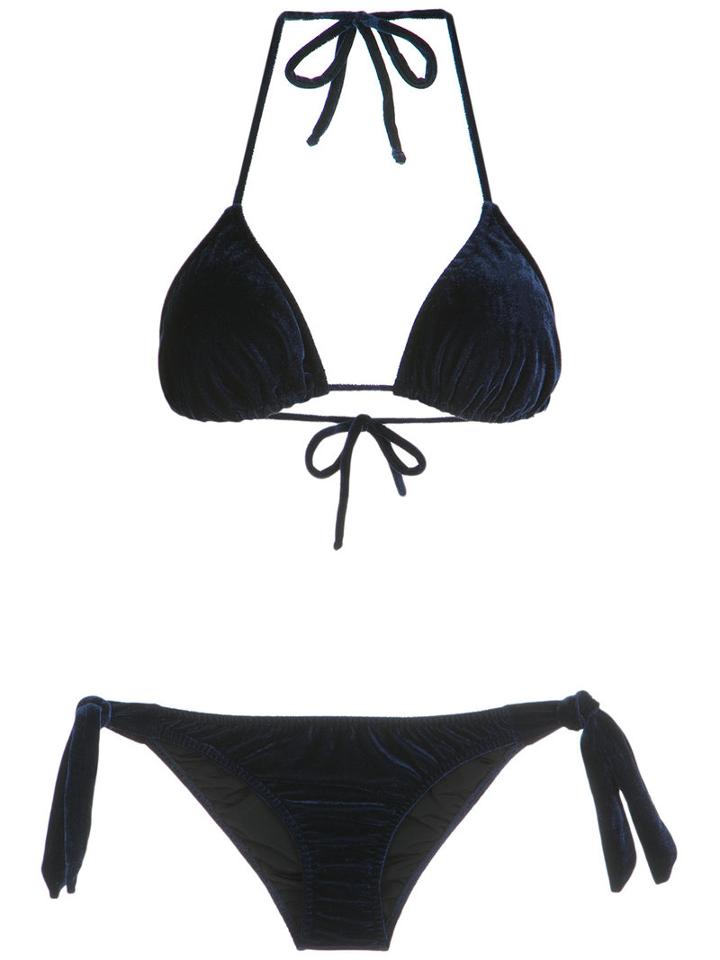 Adriana Degreas - Velvet Bikini Set - Women - Polyester/spandex/elastane - M, Blue, Polyester/spandex/elastane