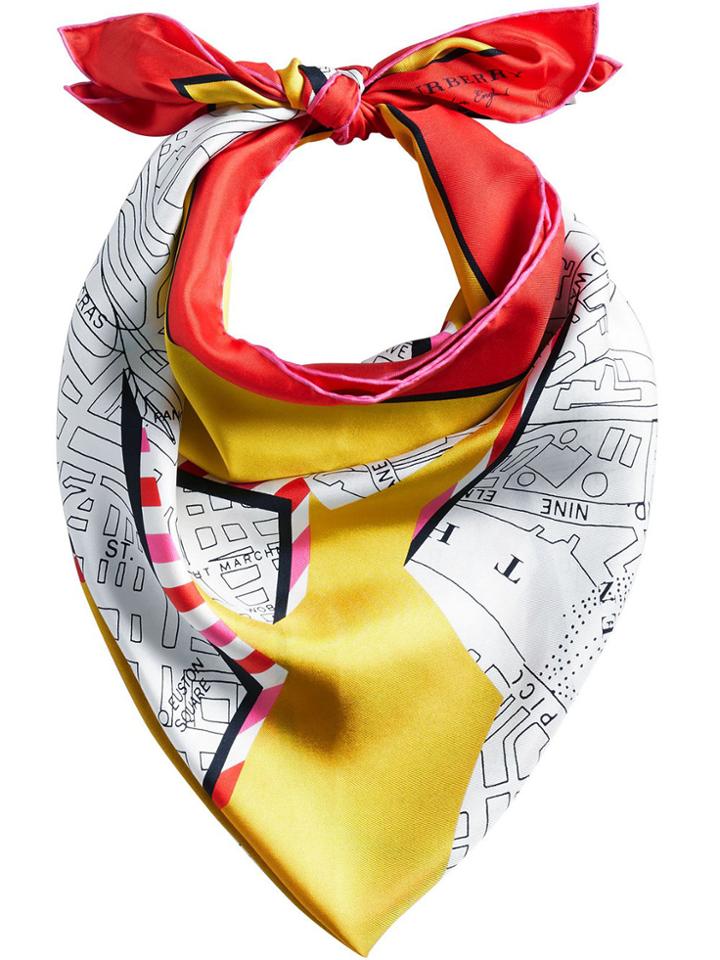 Burberry London Square Scarf - Yellow & Orange