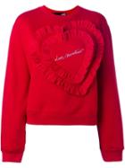 Love Moschino 'heart' Patch Sweatshirt, Women's, Size: 40, Red, Cotton/polyester