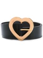 Love Moschino Heart Buckle Belt, Women's, Size: 95, Black, Leather