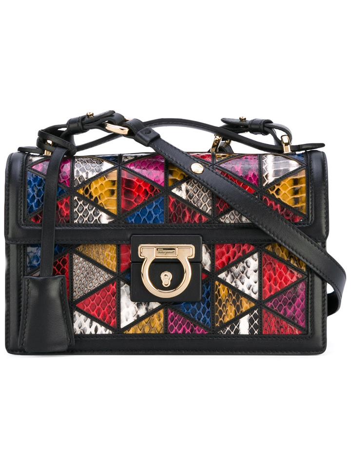 Salvatore Ferragamo - Panel Shoulder Bag - Women - Calf Leather - One Size, Black, Calf Leather