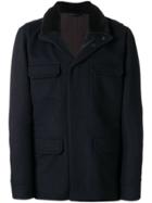 Manzoni 24 Fur Collar Single-breasted Coat - Blue