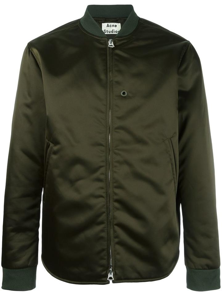Acne Studios Mylon Bomber Jacket, Men's, Size: 50, Green, Nylon/polyurethane