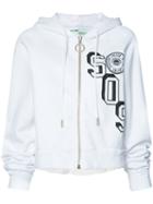 Sos Print Zipped Hoodie - Women - Cotton - S, White, Cotton, Off-white