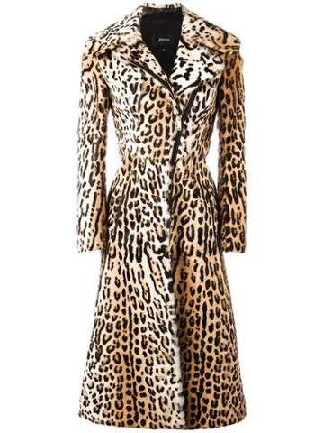 Jitrois Leopard Print Long Coat, Women's, Size: 36, Brown, Goat Fur/lamb Skin/polyester/acetate