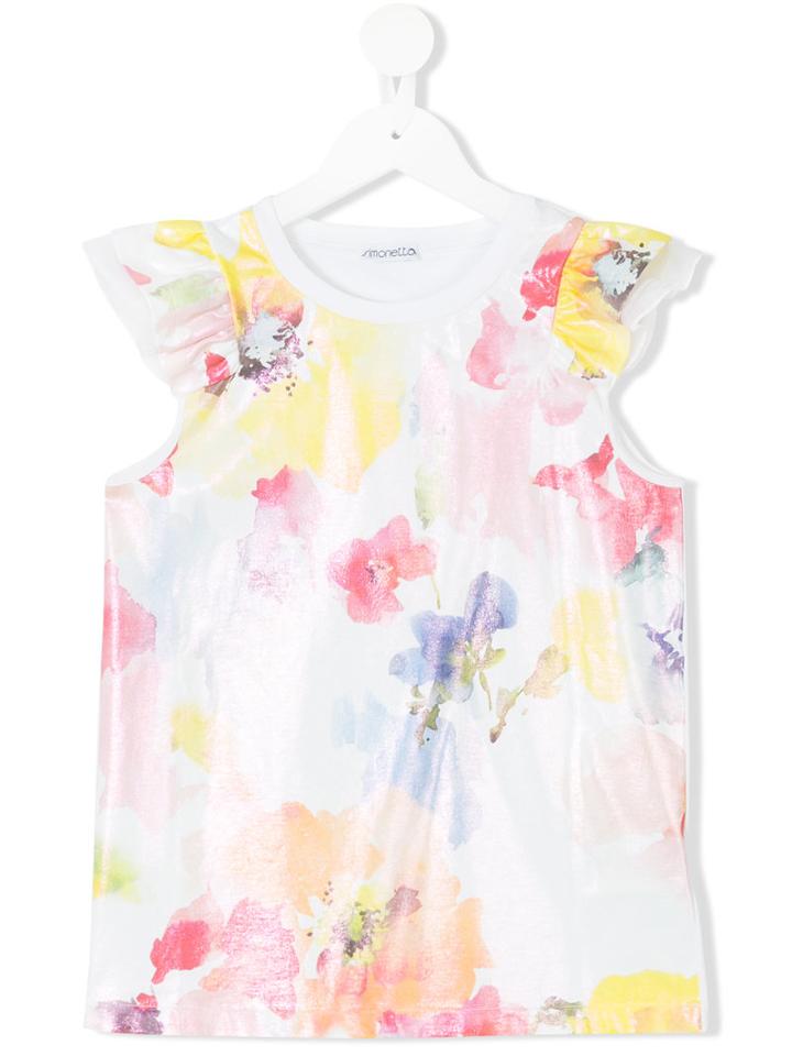 Simonetta - Floral Print Tank Top - Kids - Silk/cotton - 12 Yrs, White
