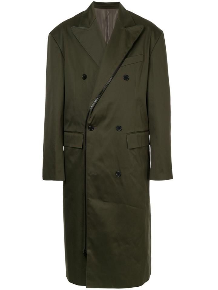 Juun.j Double Breasted Coat - Green