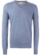 Brunello Cucinelli V-neck Jumper, Men's, Size: 46, Blue, Cashmere/wool