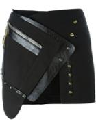 Anthony Vaccarello Asymmetric Mini Skirt, Women's, Size: 40, Black, Cotton/acrylic/cupro/zamac