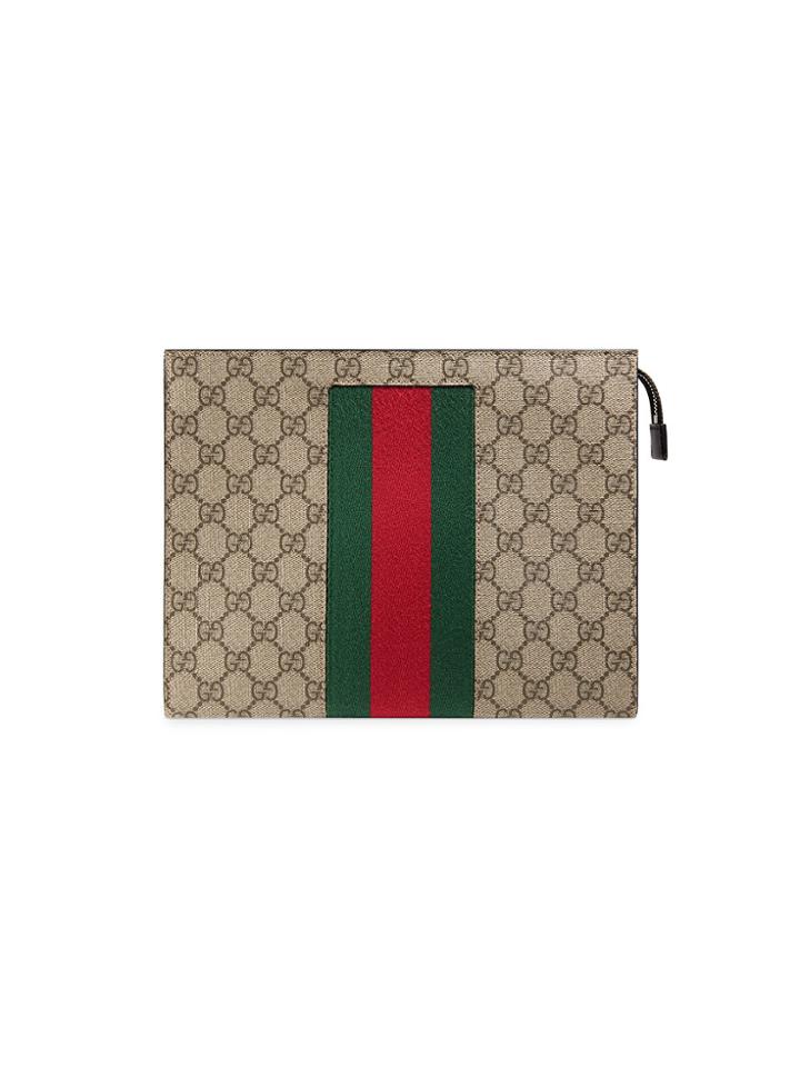 Gucci Web Gg Supreme Cosmetic Case - Brown