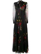 Valentino Floral Print Maxi Dress - Black