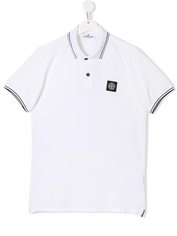 Stone Island Junior Teen Small Patch Polo Shirt - White