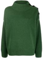 Yves Salomon Funnel-neck Button-shoulder Sweater - Green