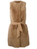 Drome Sleeveless Belted Coat, Women's, Size: Small, Nude/neutrals, Lamb Skin/lamb Fur