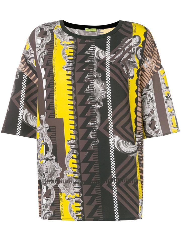 Versace Jeans Patchwork Print T-shirt - Yellow