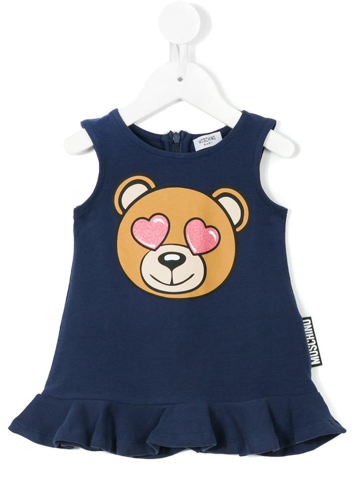 Moschino Kids - Teddy Print Sleeveless Dress - Kids - Cotton/spandex/elastane - 12 Mth, Blue