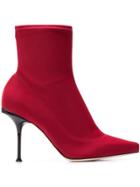 Sergio Rossi Stretch Ankle Boots - Red